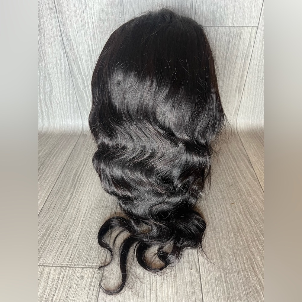 Luxurious Bodywave human hair wig 20 inches Black 1B With Lace & Baby Hairs A3